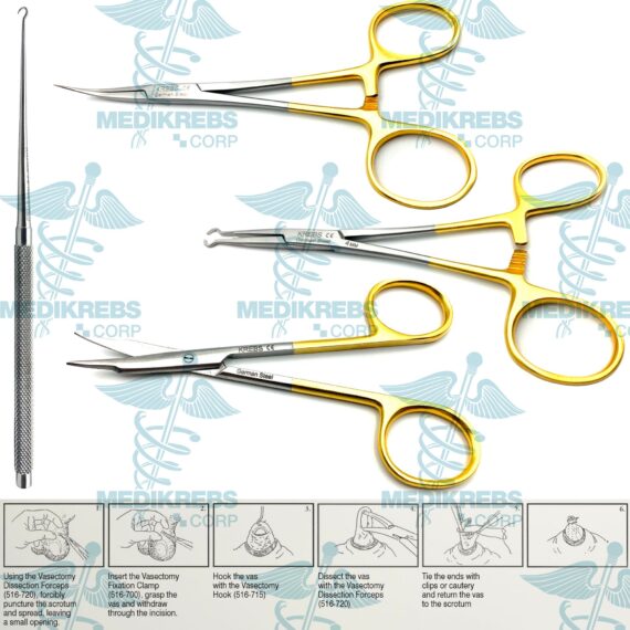 4 Pcs No Scalpel Vasectomy Set – Hook, Clamp, Forceps and Scissors (3)