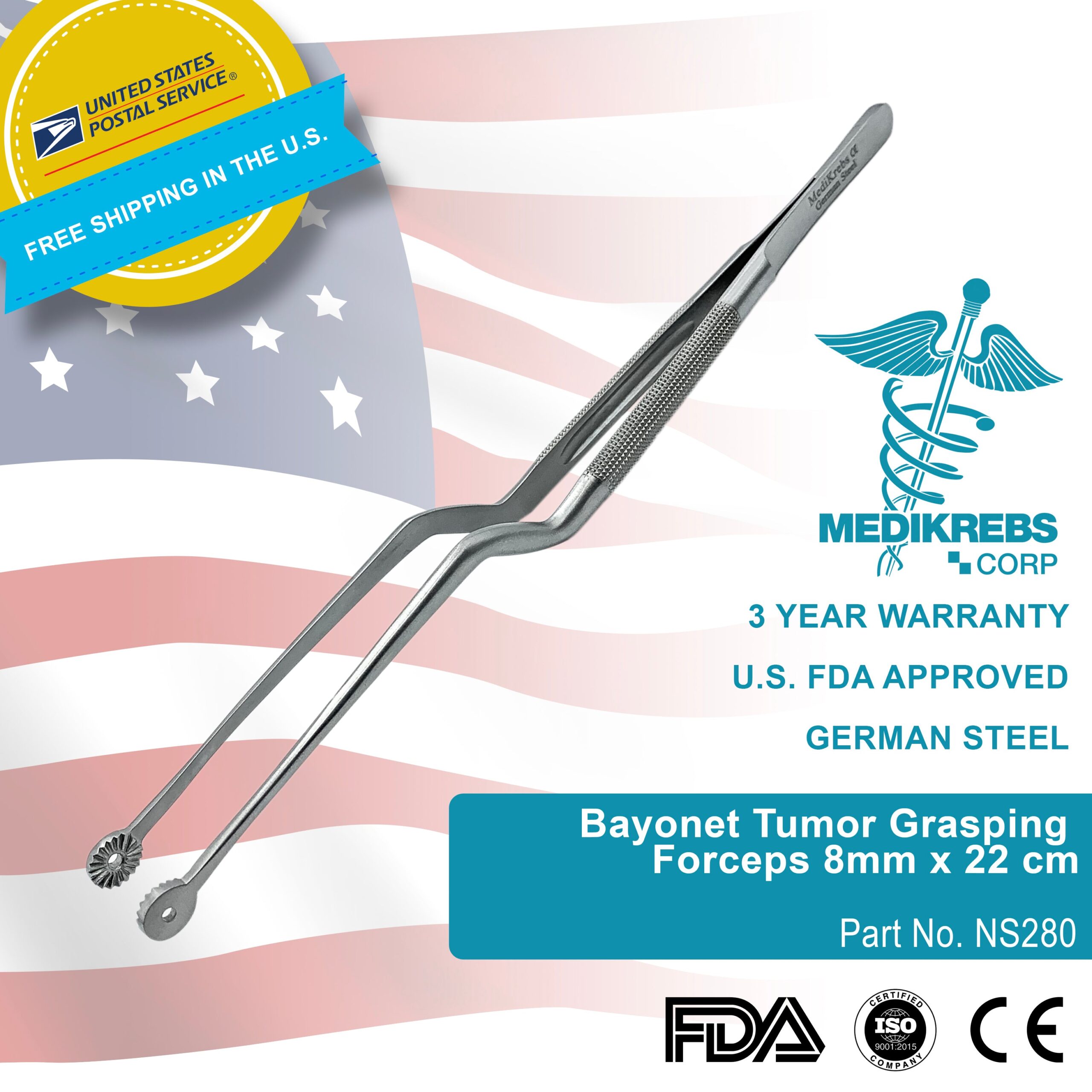Bayonet Instrument Bayonet Tumor Grasping Forceps OR Grade German Steel Instrument ...