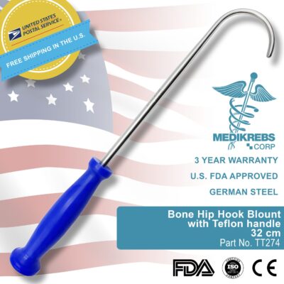 Bone Hip Hook Blount with Teflon handle 32 cm Surgical Instruments (3)