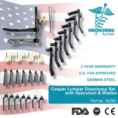 Caspar Lumbar Disectomy Set with Speculum and Blades Surgical Instruments (6)