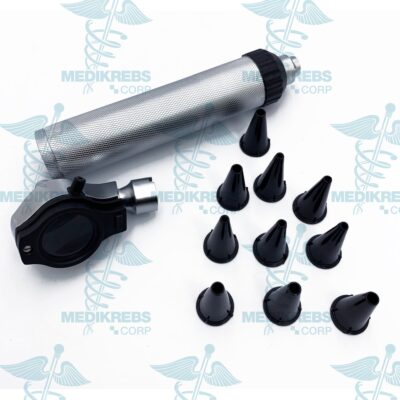 Compact Fiber Optic Otoscope with 10 Tips & Metal Body Surgical Instruments (2)