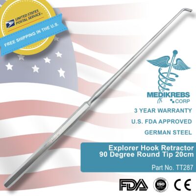 Explorer Hook Retractor 90 Degree Round Tip 20cm golf stick Surgical Instruments (1)