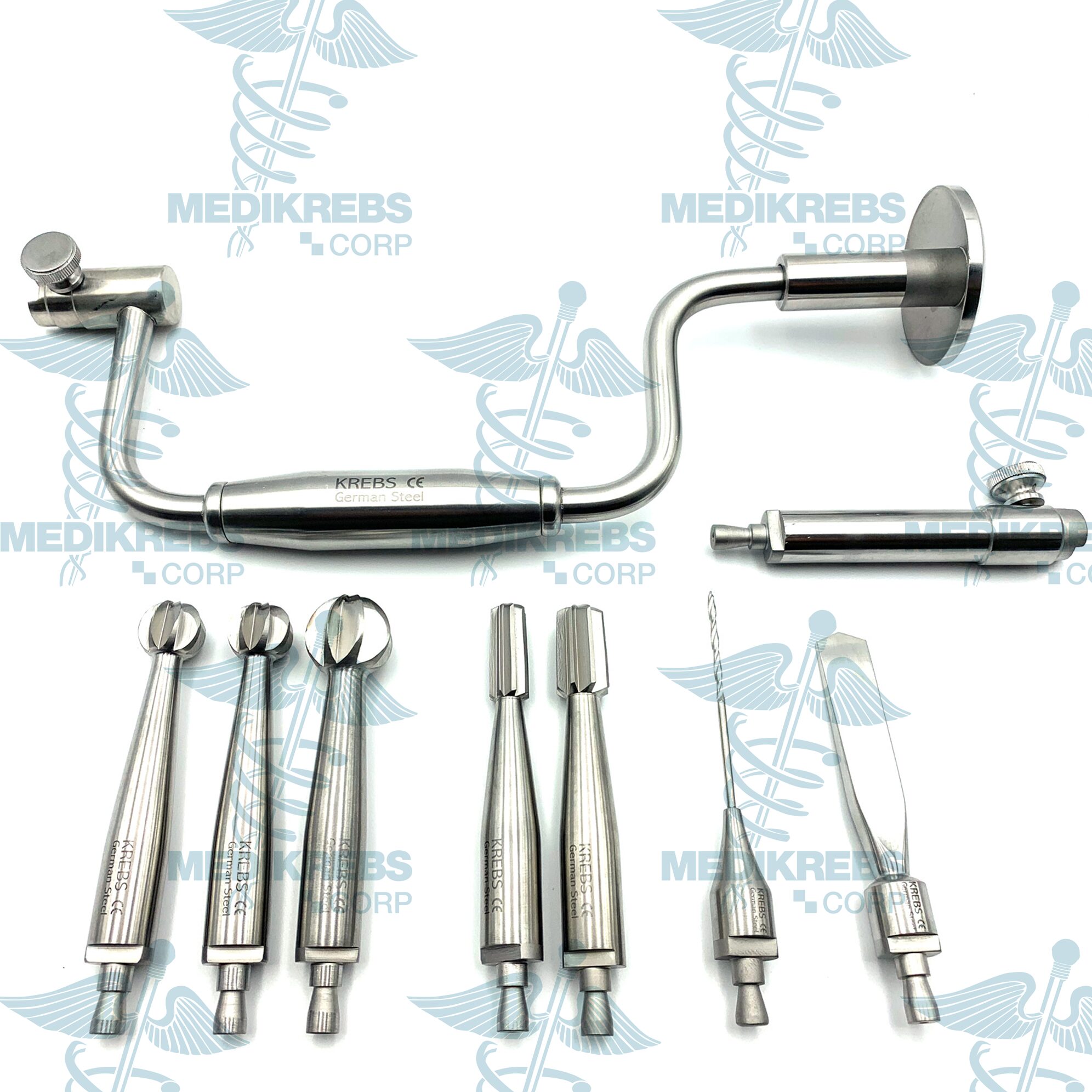 Hudson Hand Drill w/ Extension Piece and Burrs (9 Pcs) - MediKrebs Corp ...