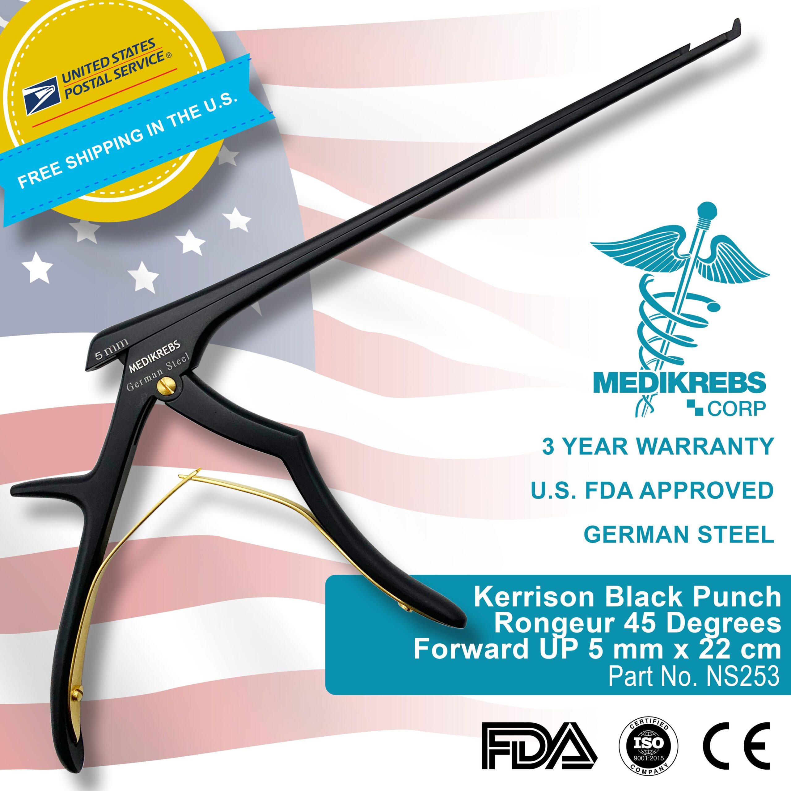 Kerrison Black Punch Rongeur 45 Degrees Forward UP - MediKrebs Corp ...