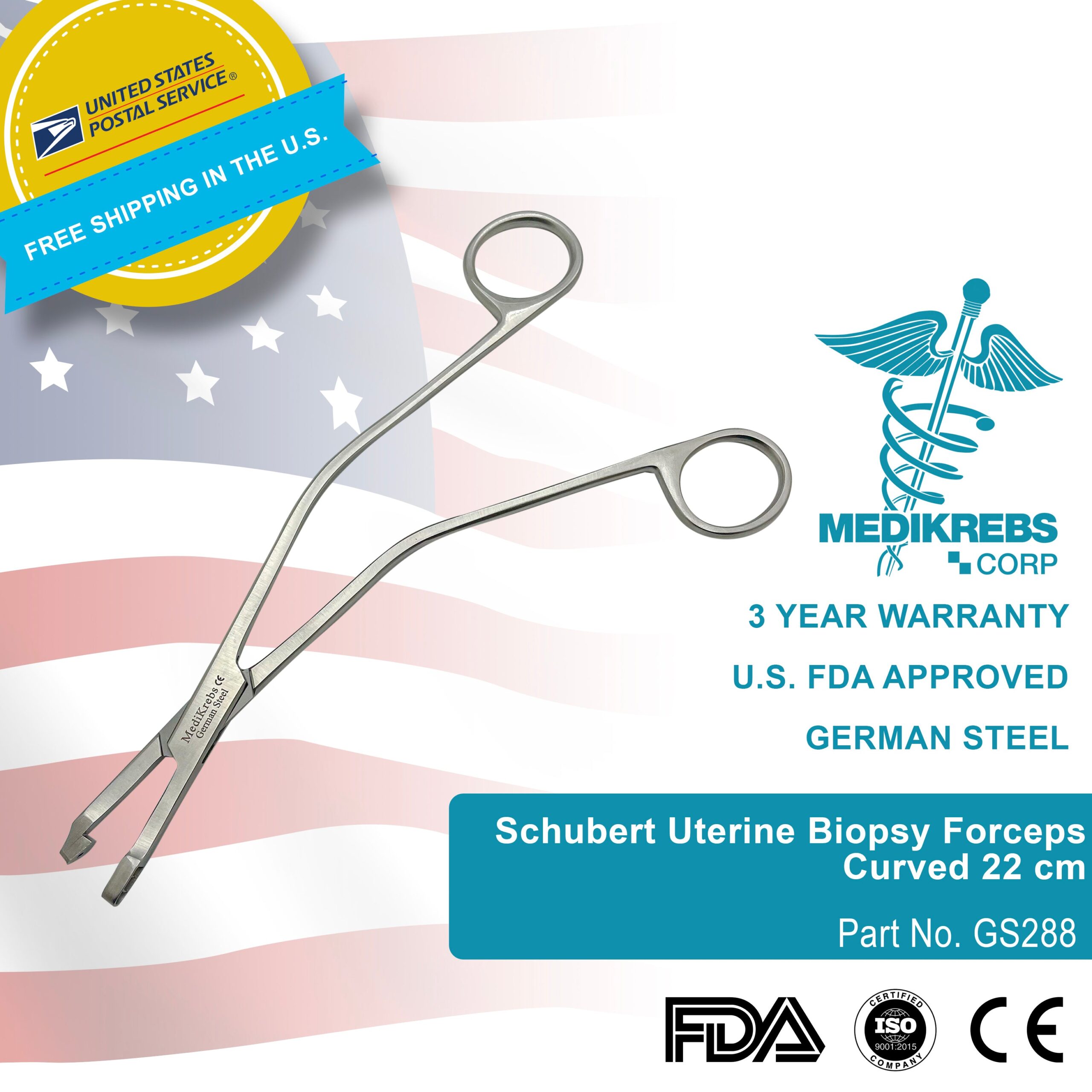 Schubert Uterine Biopsy Forceps Surgical Instruments MediKrebs Corp